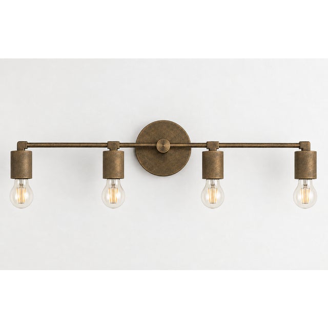Brass Contemporary Handcrafted Brass 4-Light Vanity Sconce, Antique Brass Bathroom Mirror & Wall Picture Light For Sale - Image 8 of 12