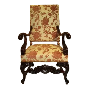 19th Century Antique French Louis XV Mahogany Carved Chair with New Upholstery