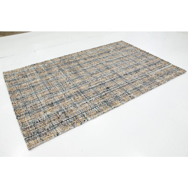 Contemporary Contemporary Felted Handmade Wool Rug in Gray With Geometric Pattern by Apadana For Sale - Image 3 of 10