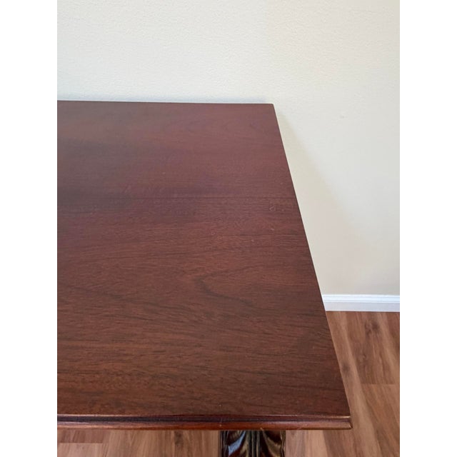 Late 20th Century Polo Ralph Lauren Mahogany Regency Console Table 72in Carved Scroll Legs For Sale - Image 11 of 15