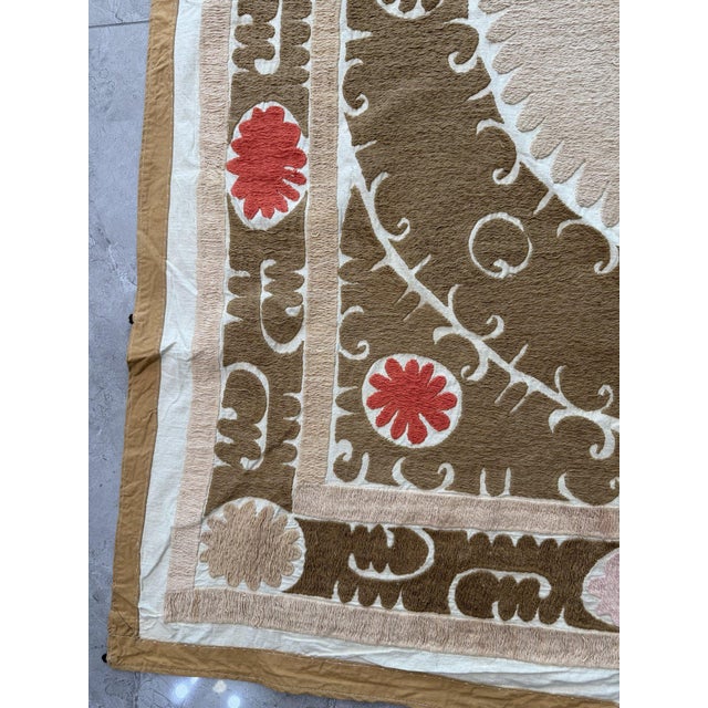 Mid 20th Century Suzani Tablecloth From Asian 4'6'' X 5'1'' For Sale In New York - Image 6 of 18