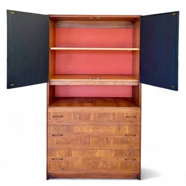 1970s Vintage Fornasetti Style Walnut Cabinet by Milo Baughman for Lane For Sale - Image 5 of 12