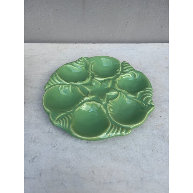 Mid-Century Ceramic Green Oyster Plate Vallauris circa 1950. 9 colors available. pink,navy...