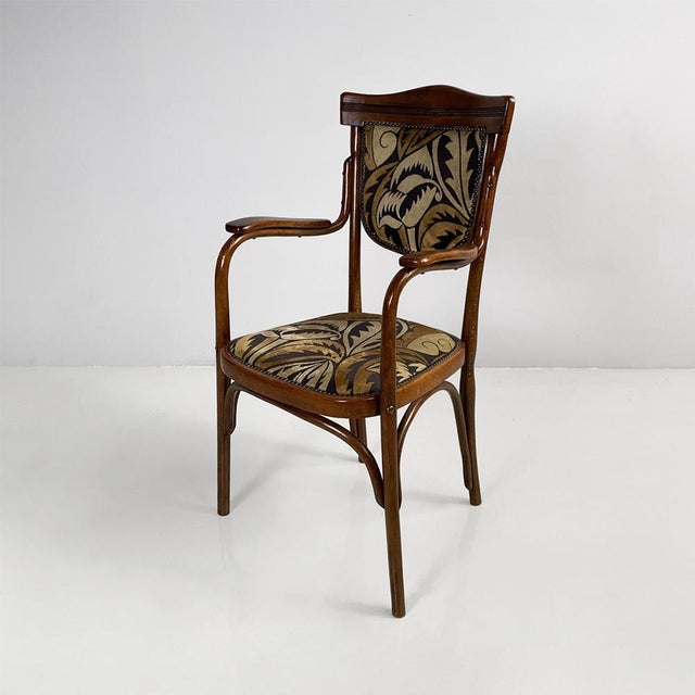 1930s Austrian Art Deco Chair in Wood and Fabric by Jacob & Josef Kohn, 1930s For Sale - Image 5 of 18