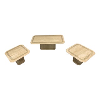 Vintage Travertine Coffee and Side Tables, 1980s, Set of 3 For Sale