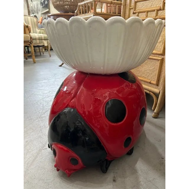 Fun vintage large ceramic ladybug planter for your sunroom or porch. Nice large size with the perfect touch of vintage...