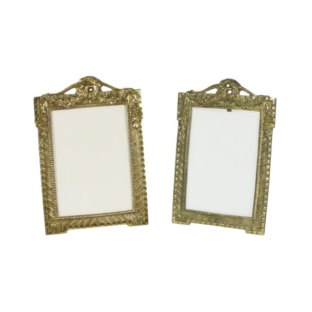 Antique French Polished Brass Photo Frames, 1890s, Set of 2 For Sale - Image 18 of 18
