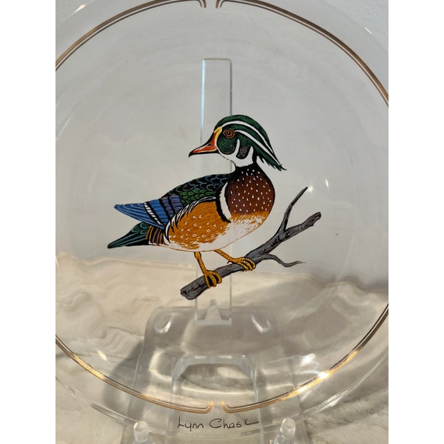 Late 20th Century Late 20th Century Winter Game Birds Red Glassware Canapé Plates by Lynn Chase- Set of 6 For Sale - Image 5 of 9