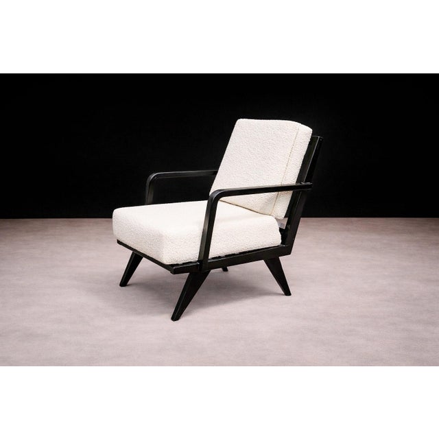 Mid-Century Modern Armchair in Hardwood With Ebony Finish & Boucle, Unknown, 1960s For Sale - Image 3 of 10