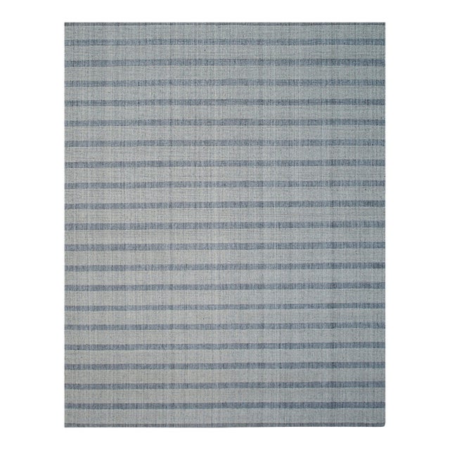 6x9 Luxurious Timeless Gray Stripe Modern Handmade Wool Carpet Rug For Sale