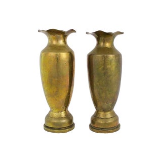 1940s Trench Art Vases - a Pair For Sale