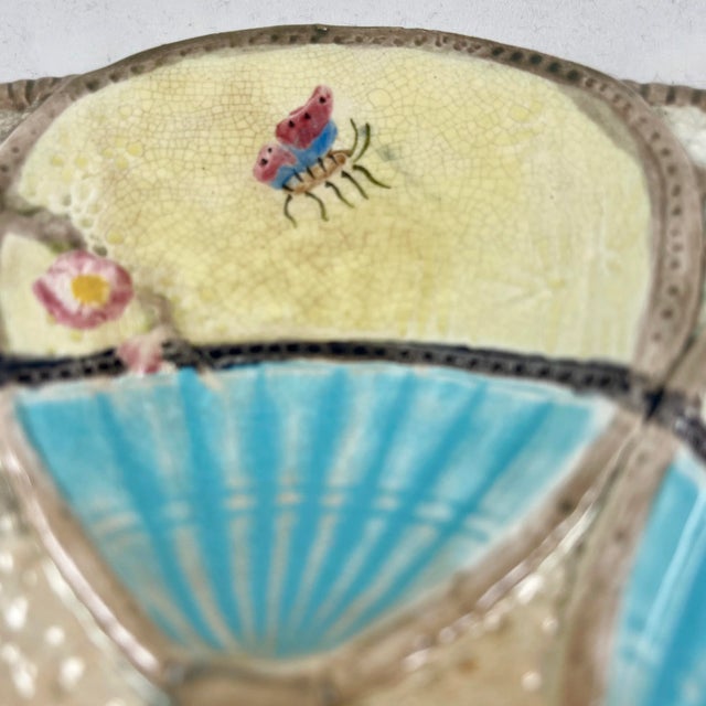 Majolica Simon Fielding English Majolica Turquoise & Cream Oyster Plate For Sale - Image 4 of 12