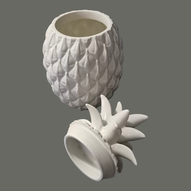 Late 20th Century Lenox Wicker Creek White Ceramic Pineapple Canister Cookie Jar For Sale - Image 5 of 7