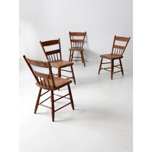 Antique Primitive Dining Chairs Set of 4 For Sale - Image 9 of 12