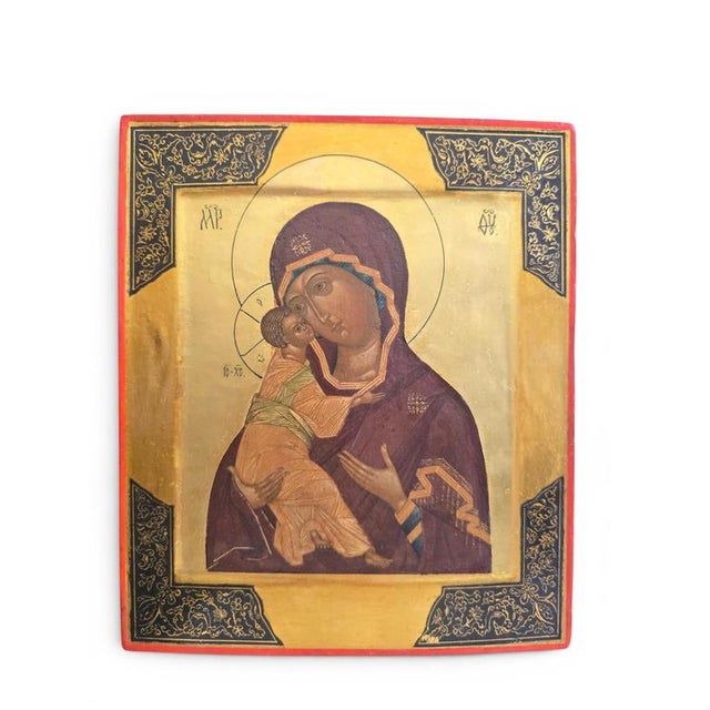 Late 19th Century Russian Icon of the Virgin and Child, 19th Century, Painting For Sale - Image 5 of 9