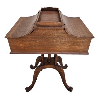 Mahogany Flip Top Side Table With Interior Storage For Sale