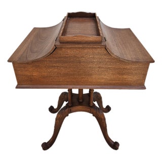 Mahogany Tea Poy Flip Top Side Table With Interior Storage For Sale