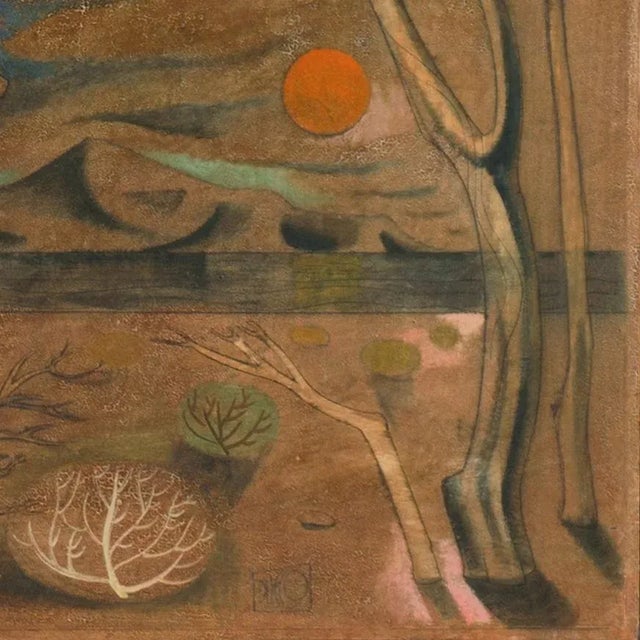 Signed lower right, 'Dusso' for Leon D'Usseau, Jr. (American, 1918-1991) and painted circa 1965. A substantial, Modernist...