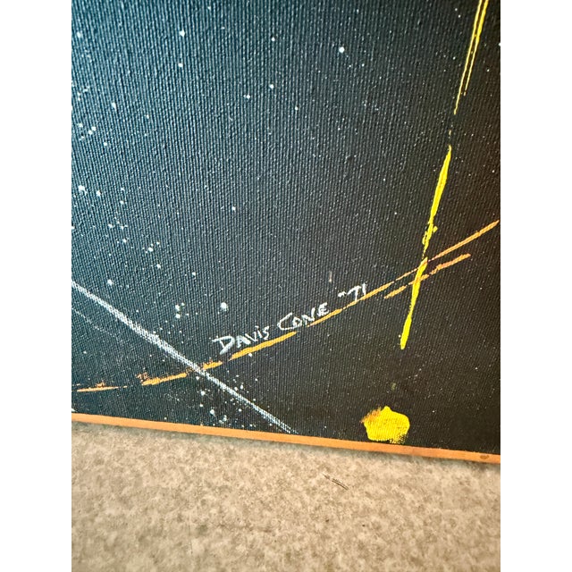 70s Davis Cone Large Space Age Original Painting Signed Framed Canvas Abstract Expressionism For Sale In Las Vegas - Image 6 of 15