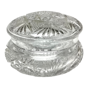Antique American Brilliant Cut Crystal Powder Glass Vanity Dresser Jar,