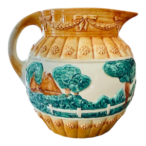 Vintage Italian Ceramic Pitcher Made in Italy 6806 Hand Painted Pottery Vase