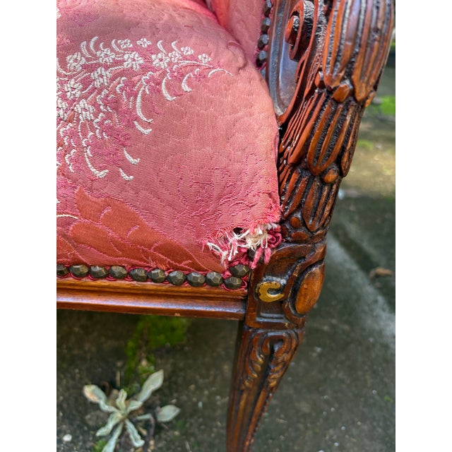 Pair of 1940s Attributed Grosfeld House French Wingback Chairs With Original Fabric For Sale - Image 10 of 12
