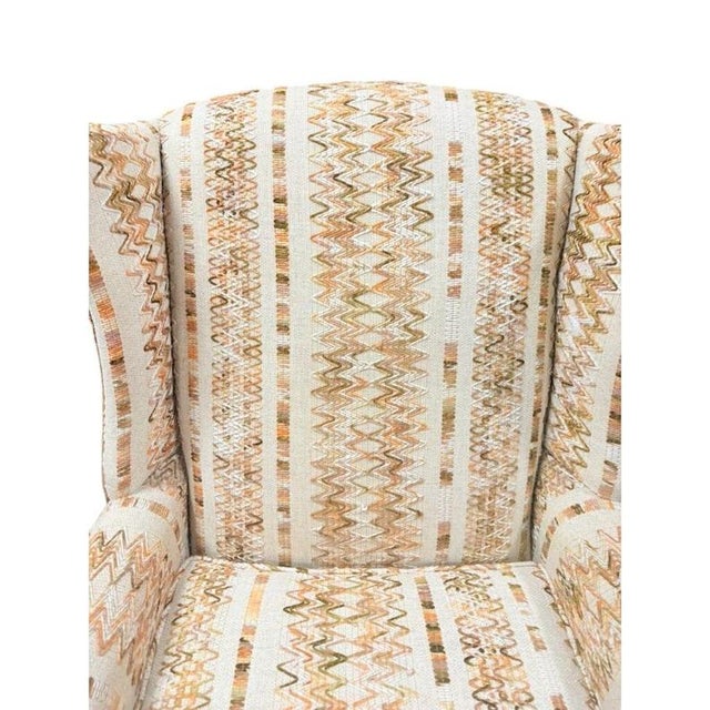 Accent Chair Wing Back Velvet Jacquard Stripe Stuart Funiture Company Asheboro Nc. Retro Kitsch Statement Piece Living Room Office For Sale - Image 12 of 12
