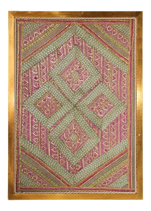 Mughal Style Metal Threaded Tapestry Framed from Rajasthan, India