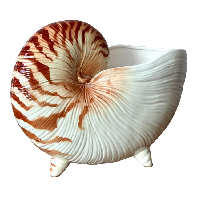 Vintage Coastal Fitz and Floyd Nautilus Cache Pot For Sale