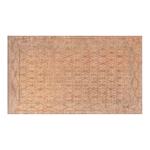 Authentic 1900s Persian Tabriz Handmade Brown Handmade Wool Rug For Sale