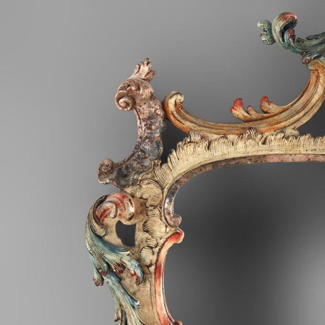 Large 54" French Niccolini Louis XIV Style Polychromed Mirror Signed 20thC For Sale - Image 6 of 15