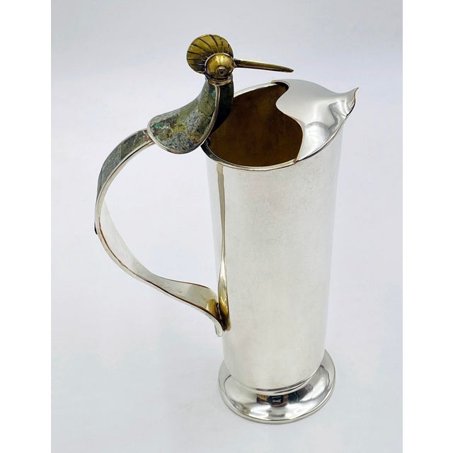 1960s Los Castillo "Bird of Paradise" Pitcher, Mexican Modern Silversmithing For Sale - Image 9 of 18