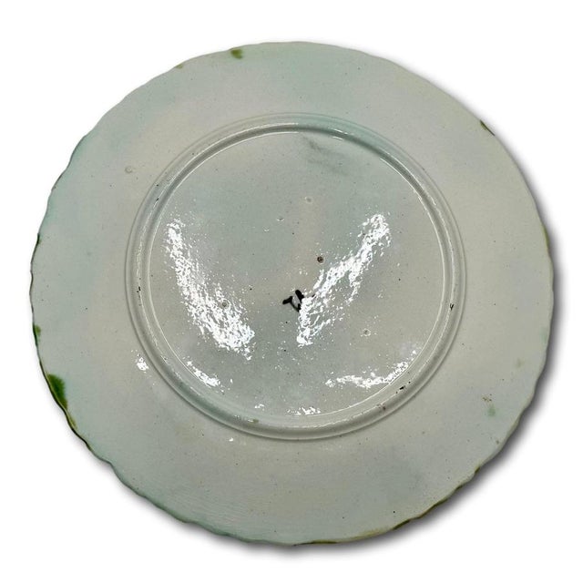 Beautiful Antique Victorian Majolica Dish With Bracket for Wall Plate Hanging Display Circa 1880s - Nice Colors For Sale - Image 13 of 17