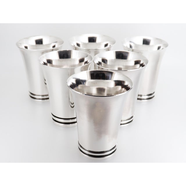 Early 20th Century Antique Set of 6 Georg Jensen Sterling Silver 'Pyramid' Cocktail Cups No. 600 A For Sale - Image 5 of 12
