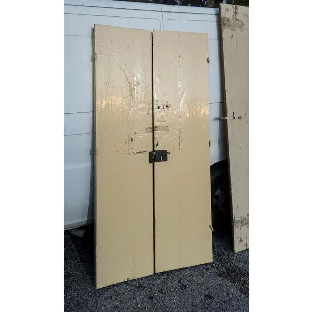 Antique Internal Doors with Painted Hexagonal Tiles, set of 2 For Sale - Image 3 of 4
