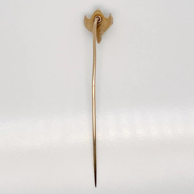Vintage Late Victorian 10 Karat Gold & Seed Pearl Stick Pin For Sale - Image 9 of 9