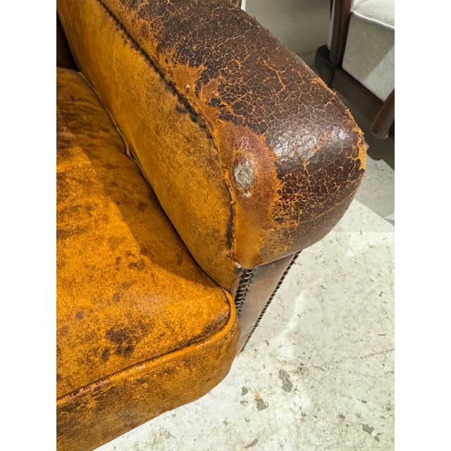 Mid 20th Century Vintage Brown Leather Chair For Sale - Image 13 of 14