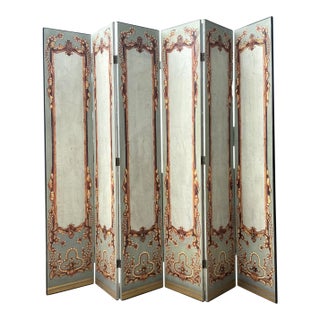 Vintage Neoclassical Paper Folding Screen For Sale