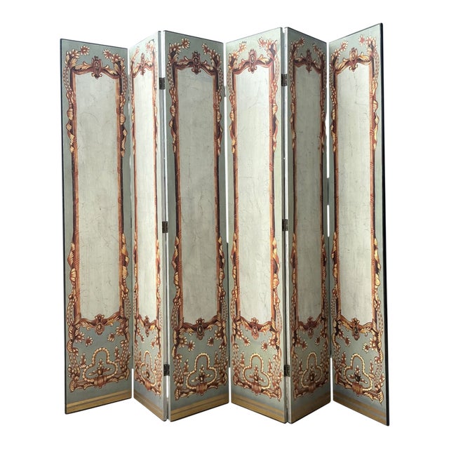 Vintage Neoclassical Paper Folding Screen For Sale