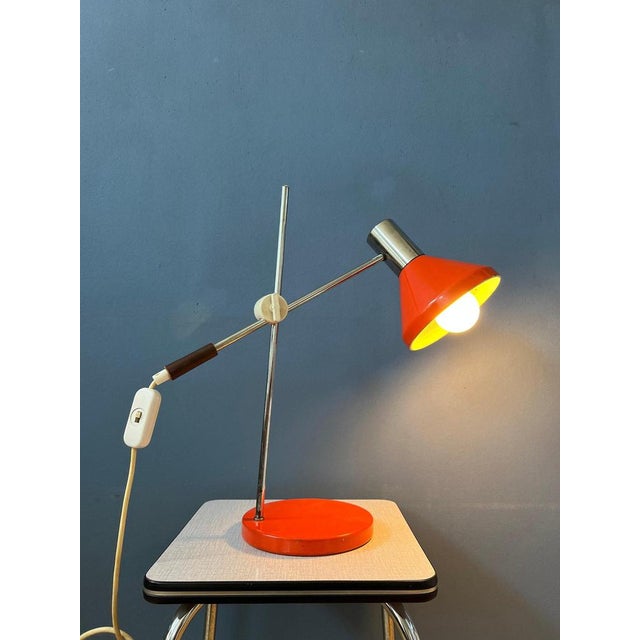 Mid-Century Space Age Desk Lamp in Red Chrome with Swing Arm, 1970s For Sale - Image 6 of 11