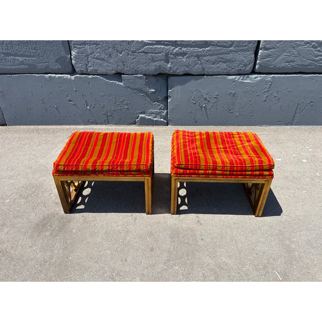 Fabulous Pair of Drexel Ottomans, Stools, Hollywood Regency, Mid Century Modern For Sale - Image 15 of 18