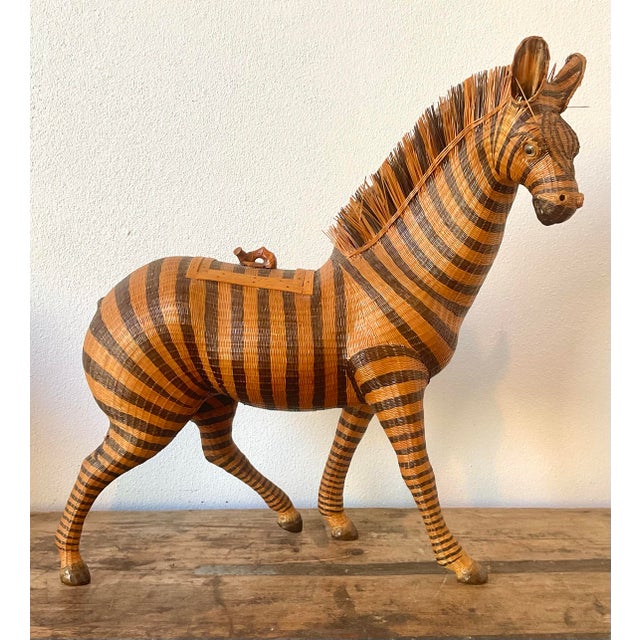 Late 20th Century Vintage Shanghai Weave Zebra Basket For Sale - Image 5 of 12