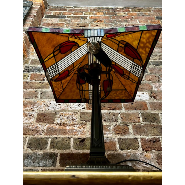 Stained Glass Lamp in the style of Tiffany, 1900s For Sale - Image 13 of 14