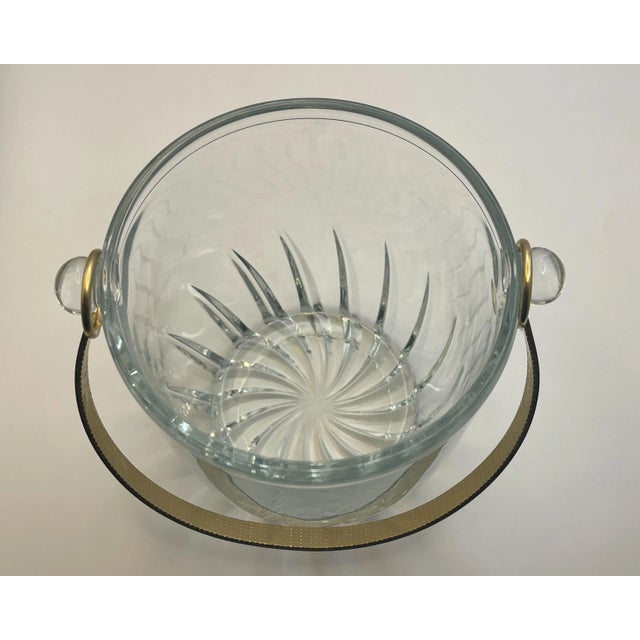 Metal Late 20th Century Clear Glass Ice Bucket With Detachable Handle For Sale - Image 7 of 11