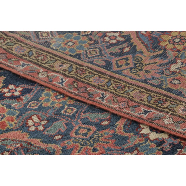 Antique Persian Floral Geometric Rug With Deep Navy Field - Rug & Kilim For Sale In New York - Image 6 of 7