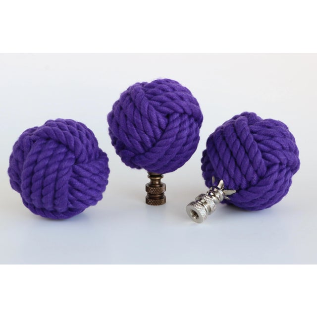Nautical Nautical Knot Lamp Finial in Indigo on Bronze Hardware For Sale - Image 3 of 4
