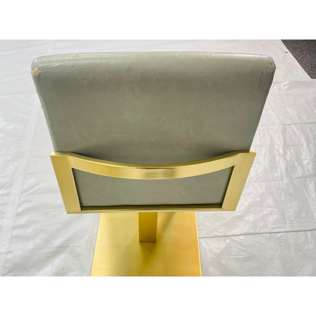 Brass Set of 3 Lisa Taylor “Lobby” Brass Swivel Counter Stools, Usa For Sale - Image 8 of 18