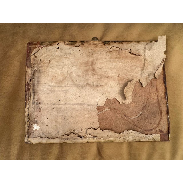 Vintage Rustic European Village Scene Copper Relief Repousse Wall Plaque For Sale - Image 13 of 15