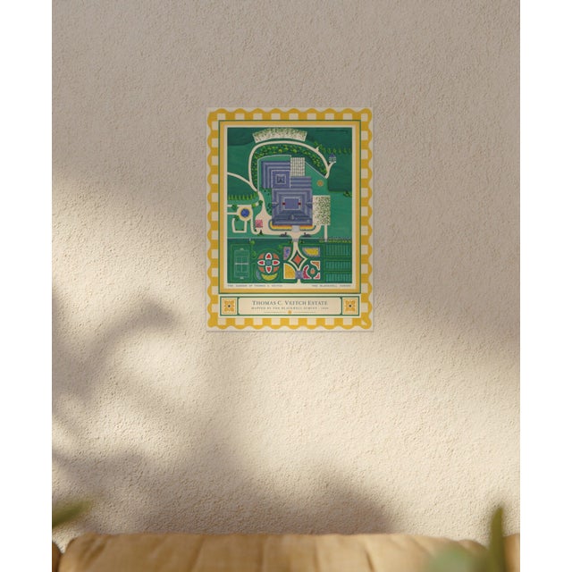 Atelier Aria Lumae the Grand Estate Cartography Set of 2 Shore Estate Faux Checkered Border Fine Art Hge Gallery Board Print 34" X 18" Wallspace For Sale - Image 14 of 18