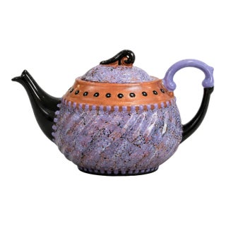 Artisan Lavender Speckle Pottery Teapot For Sale